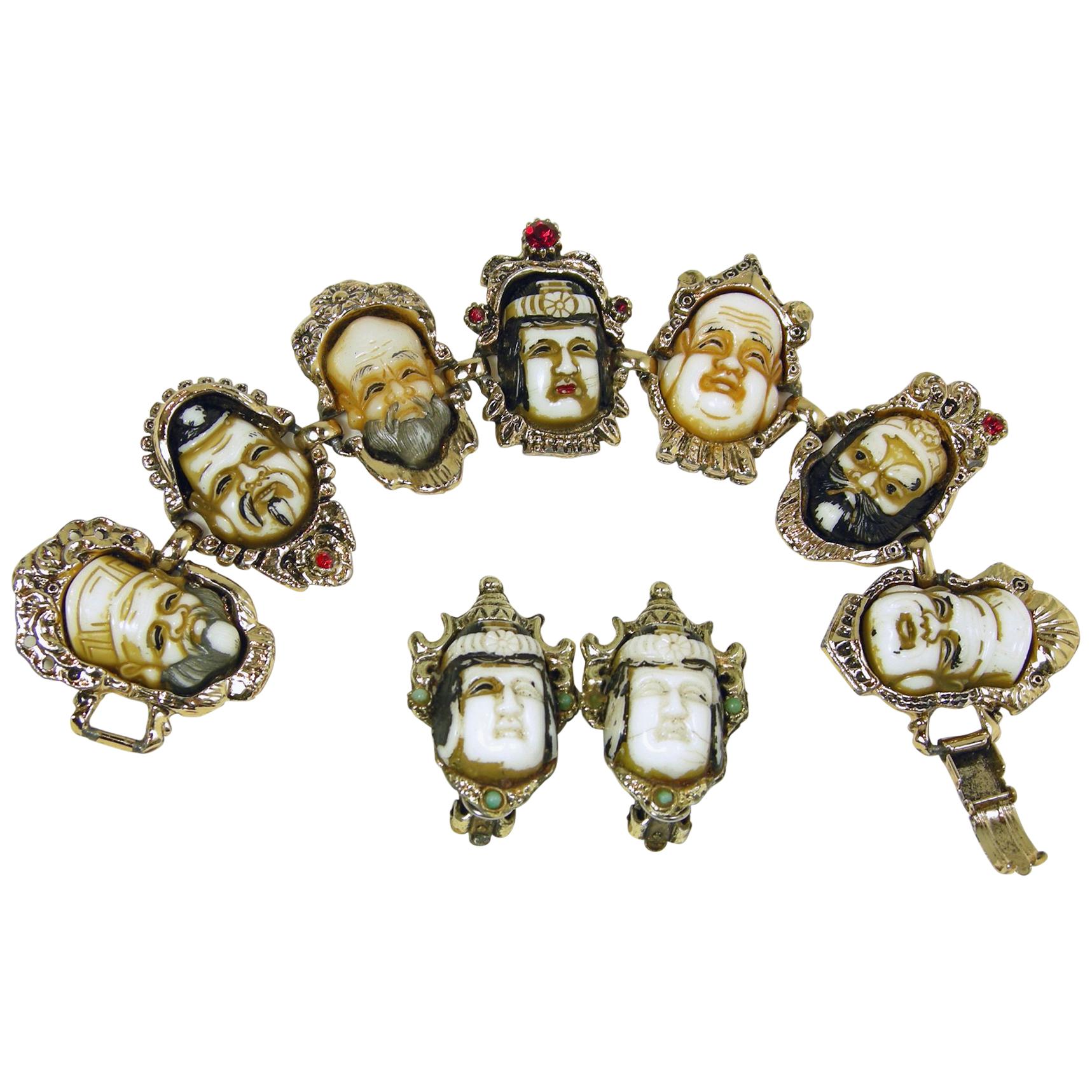 Vintage Famous Selro Gods Bracelet & Earrings For Sale