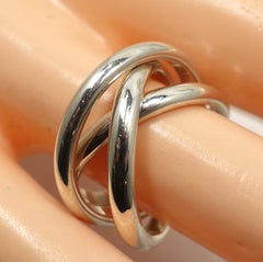 Vintage Famous Signed Tiffany Sterling Silver Triple Crossover Ring, Size 6