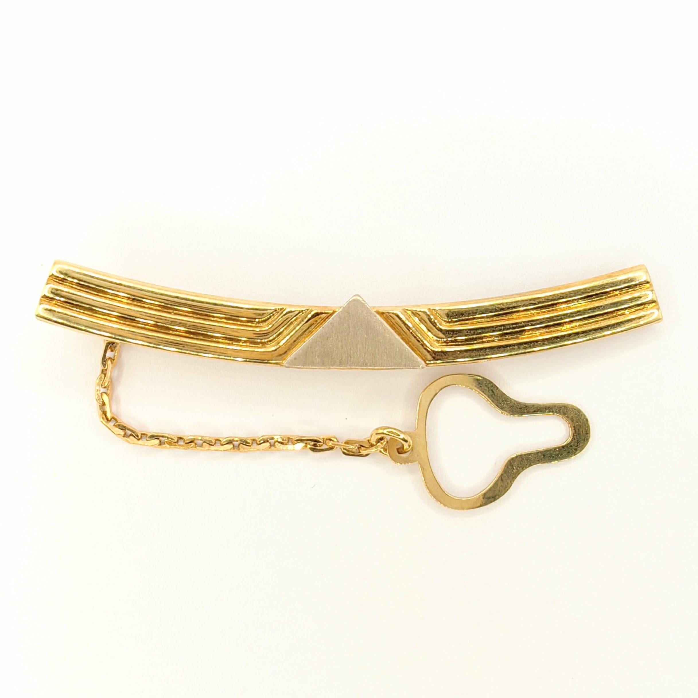 Vintage Fan Form 18K Gelb & Weiß zweifarbig Gold Manschettenknöpfe & Krawattenklammer Set im Angebot 6