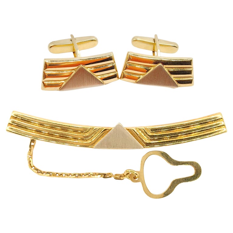 Vintage Art Deco Gold Tone Tie Bar Clip with LP