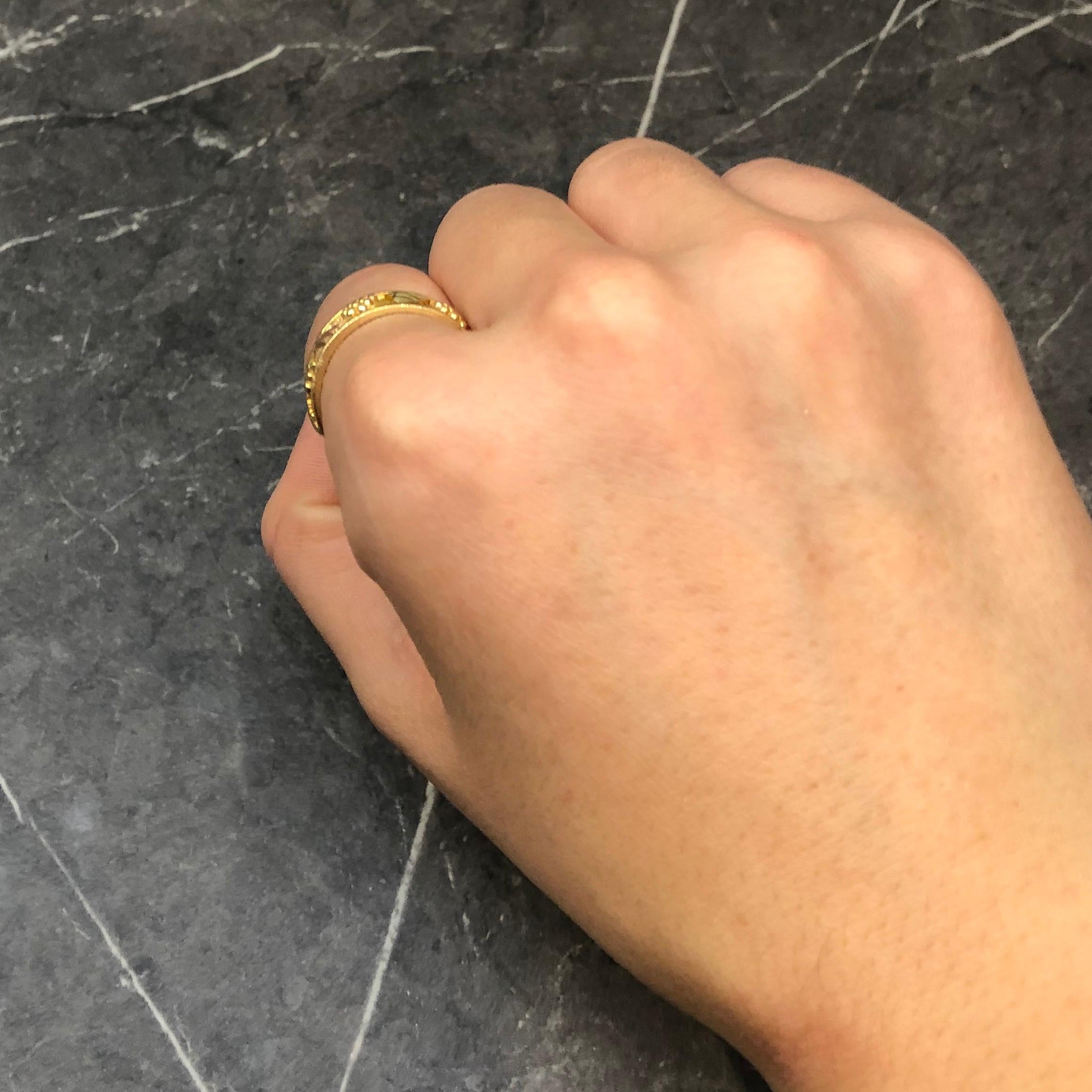 Vintage Fancy 14 Carat Rose and Yellow Gold Band For Sale 1