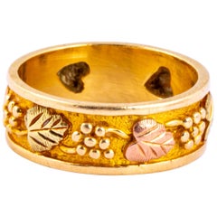 Retro Fancy 14 Carat Rose and Yellow Gold Band