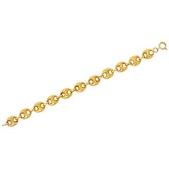 Vintage Fancy 18 Karat Gold Anchor Unisex Bracelet