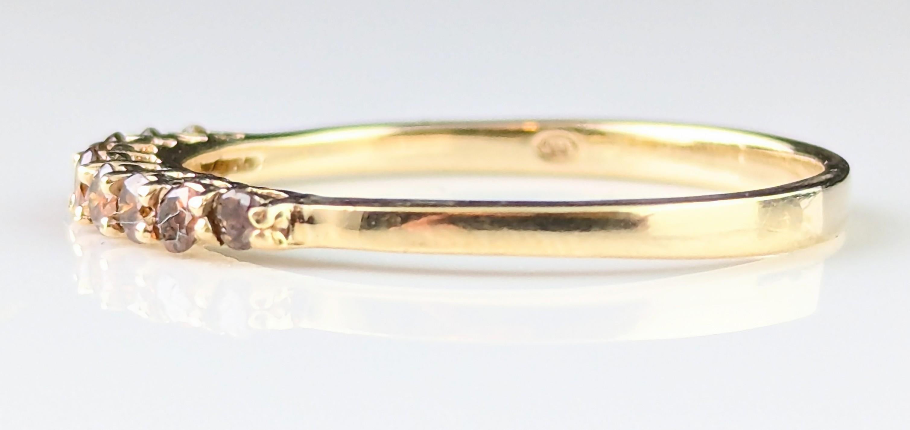 Vintage Fancy brown Diamond half eternity ring, 10ct gold 7