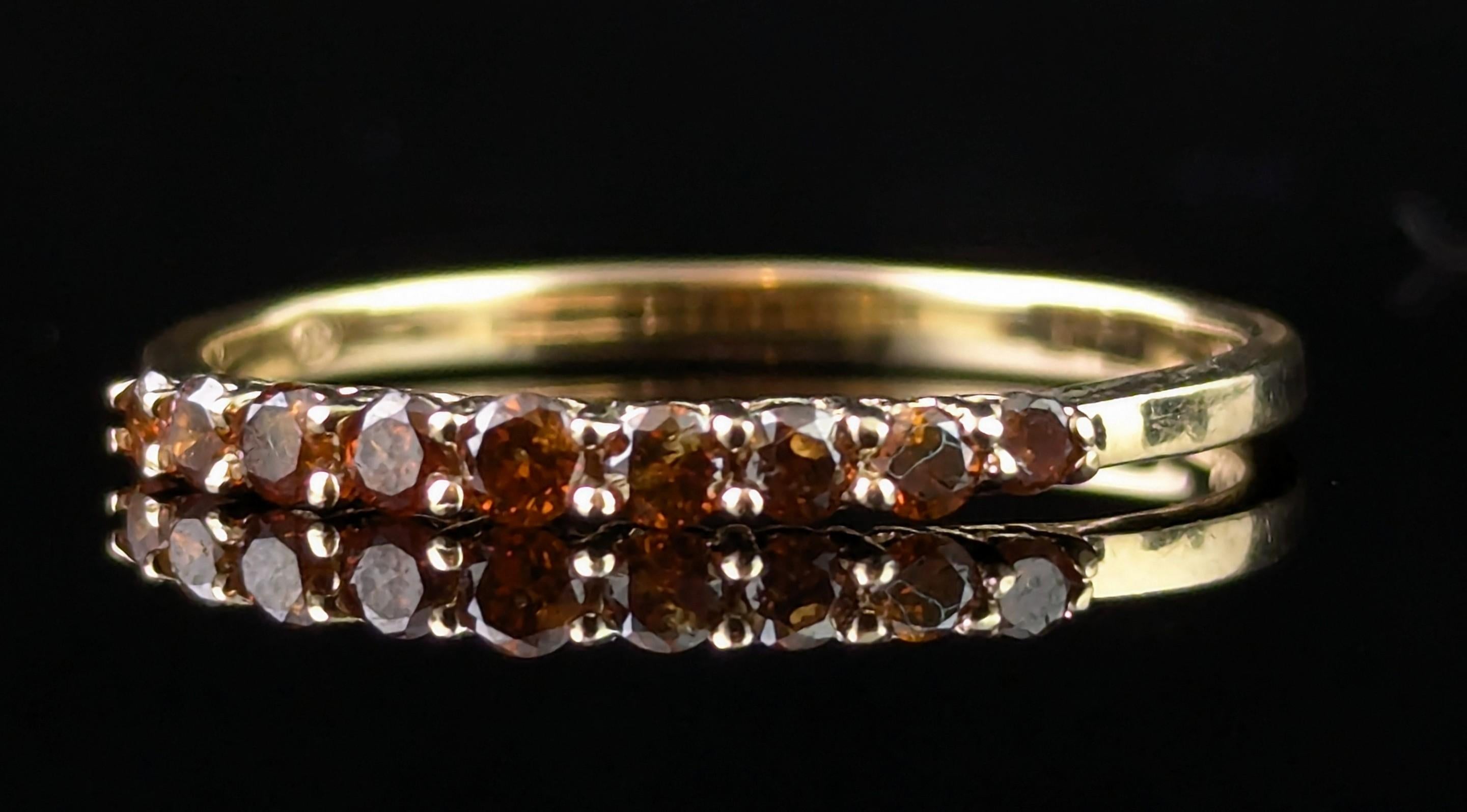 Women's Vintage Fancy brown Diamond half eternity ring, 10ct gold