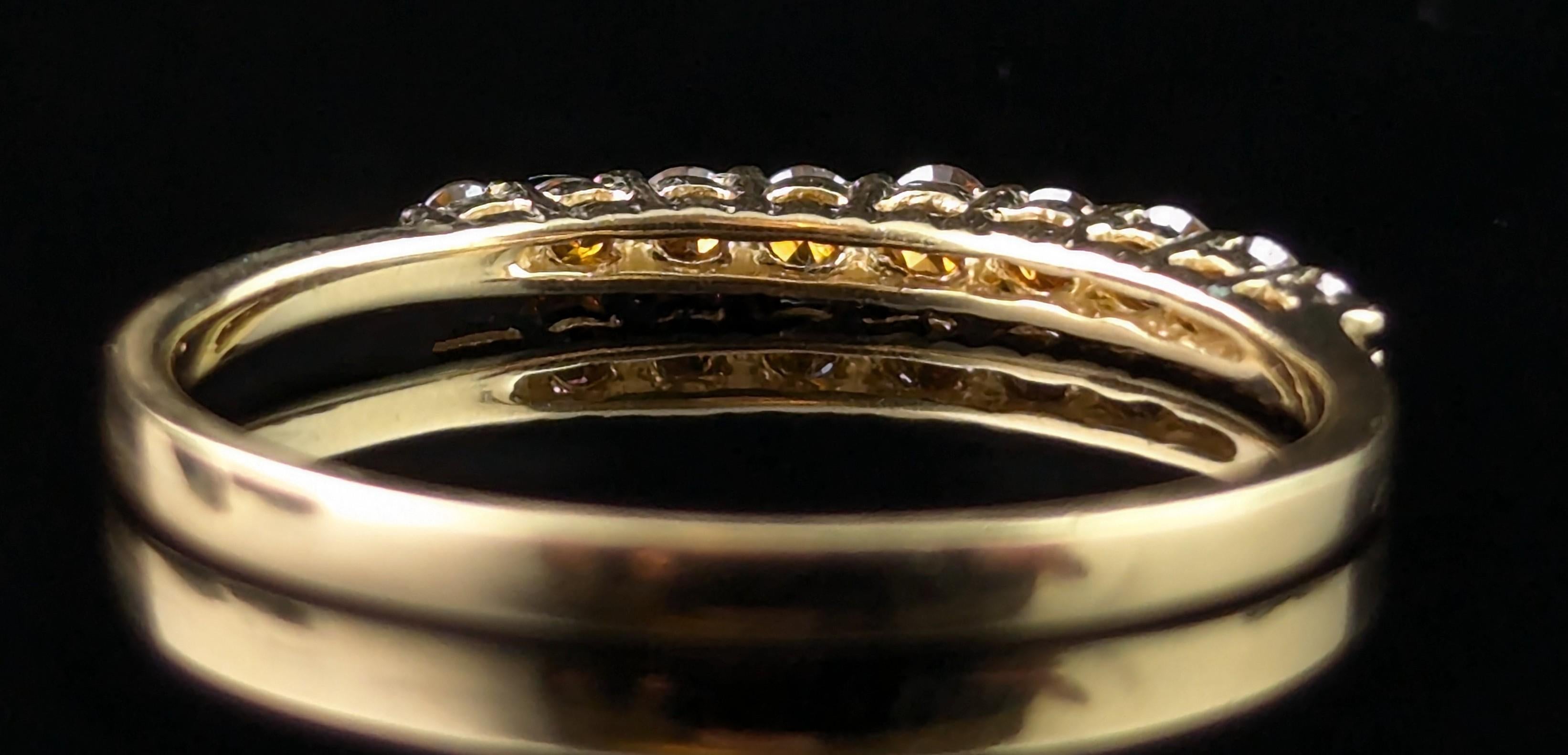 Vintage Fancy brown Diamond half eternity ring, 10ct gold 2