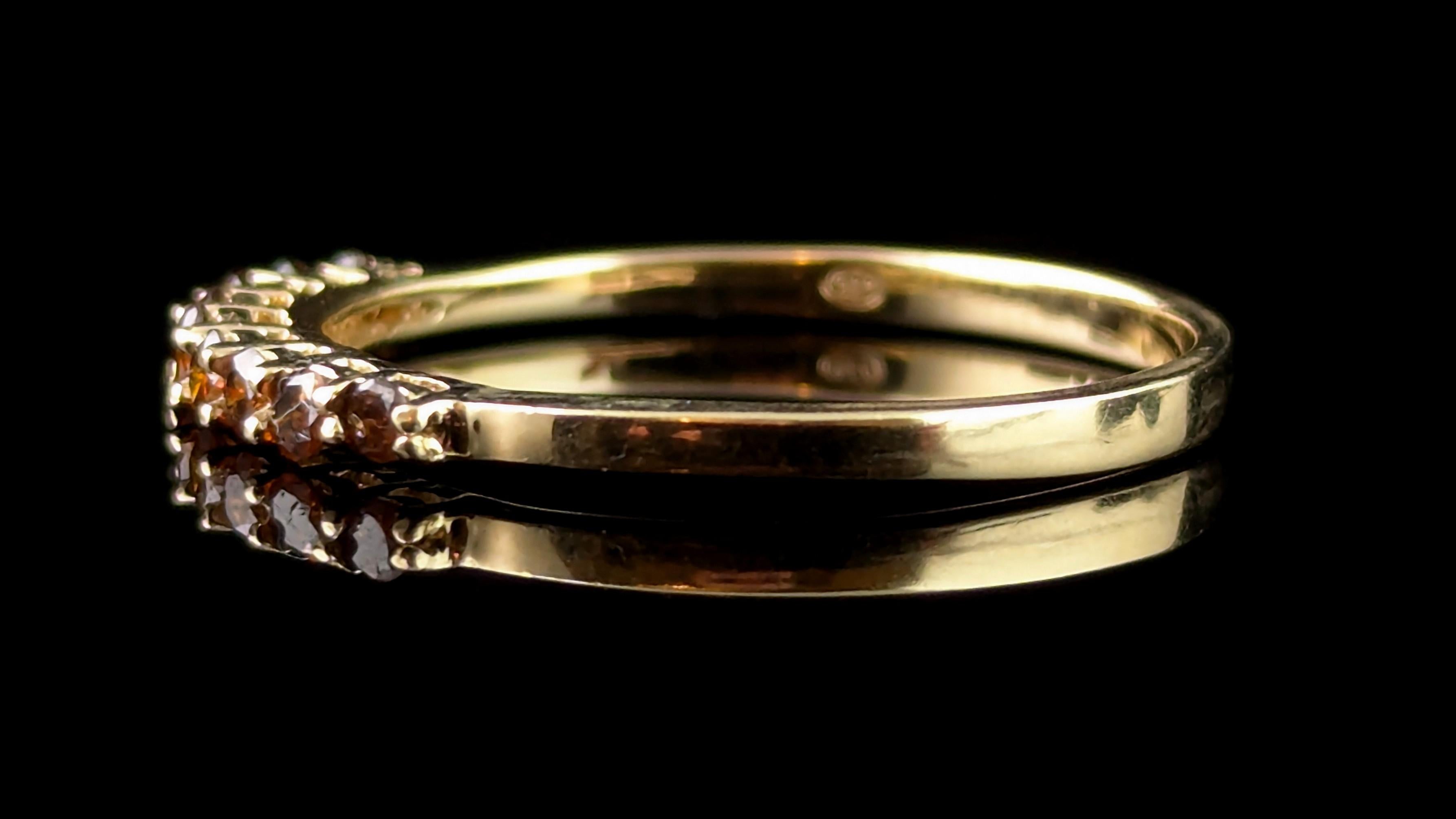 Vintage Fancy brown Diamond half eternity ring, 10ct gold 3