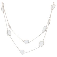 Vintage fancy cut white topaz 18k white gold necklace