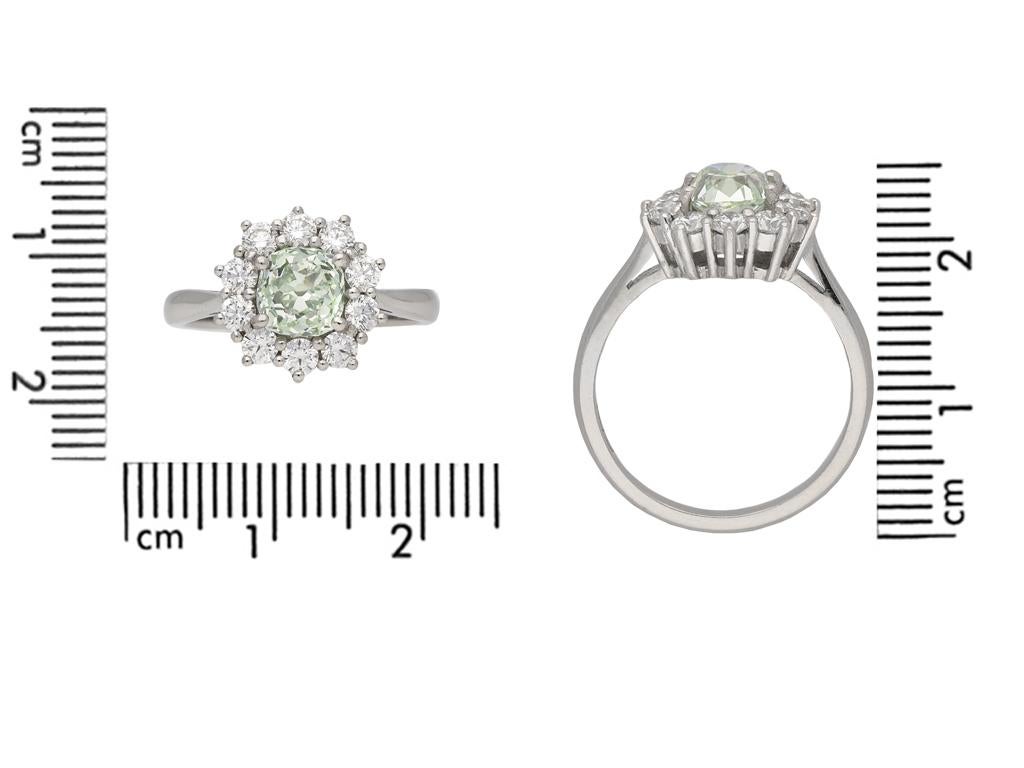 Vintage Fancy Diamond Coronet Cluster Ring, ca. 1970 im Zustand „Gut“ im Angebot in London, GB