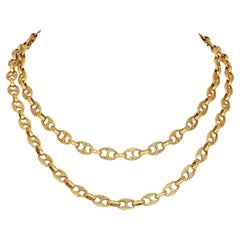 Vintage Fancy Guchi Link-Textured 18K Yellow Gold Necklace
