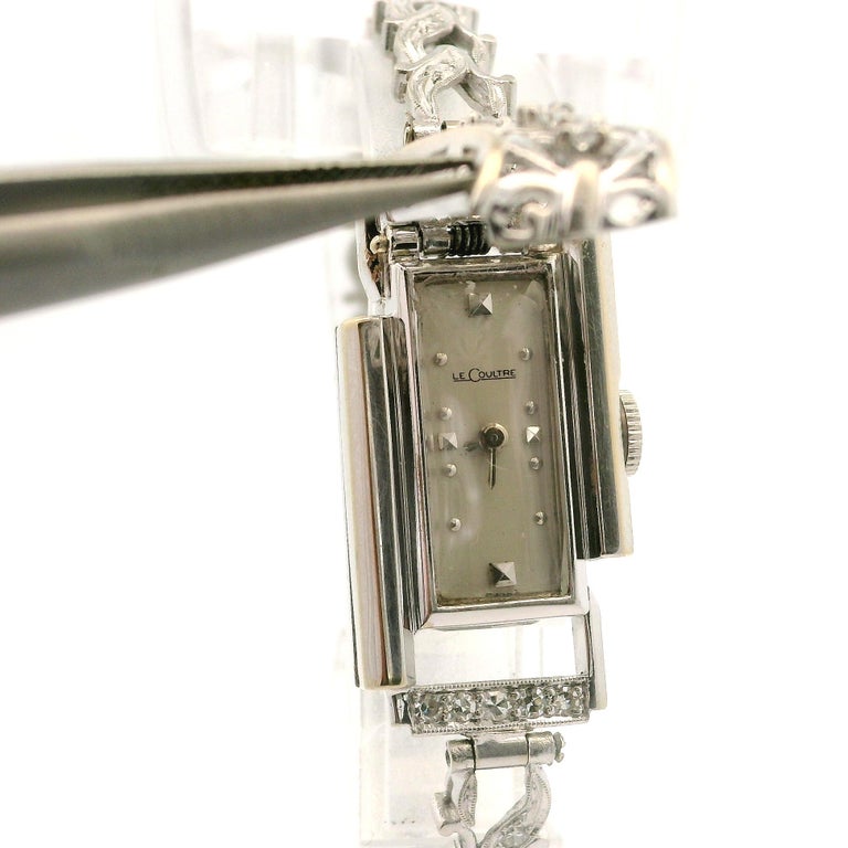 Vintage Fancy LeCoultre 14k White Gold Hidden Watch w  display picture 1