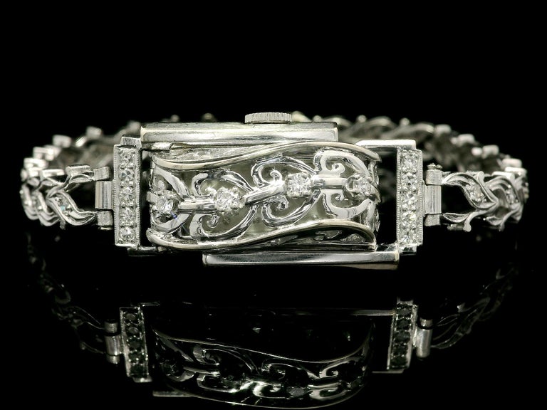 Vintage Fancy LeCoultre 14k White Gold Hidden Watch w  display picture 2