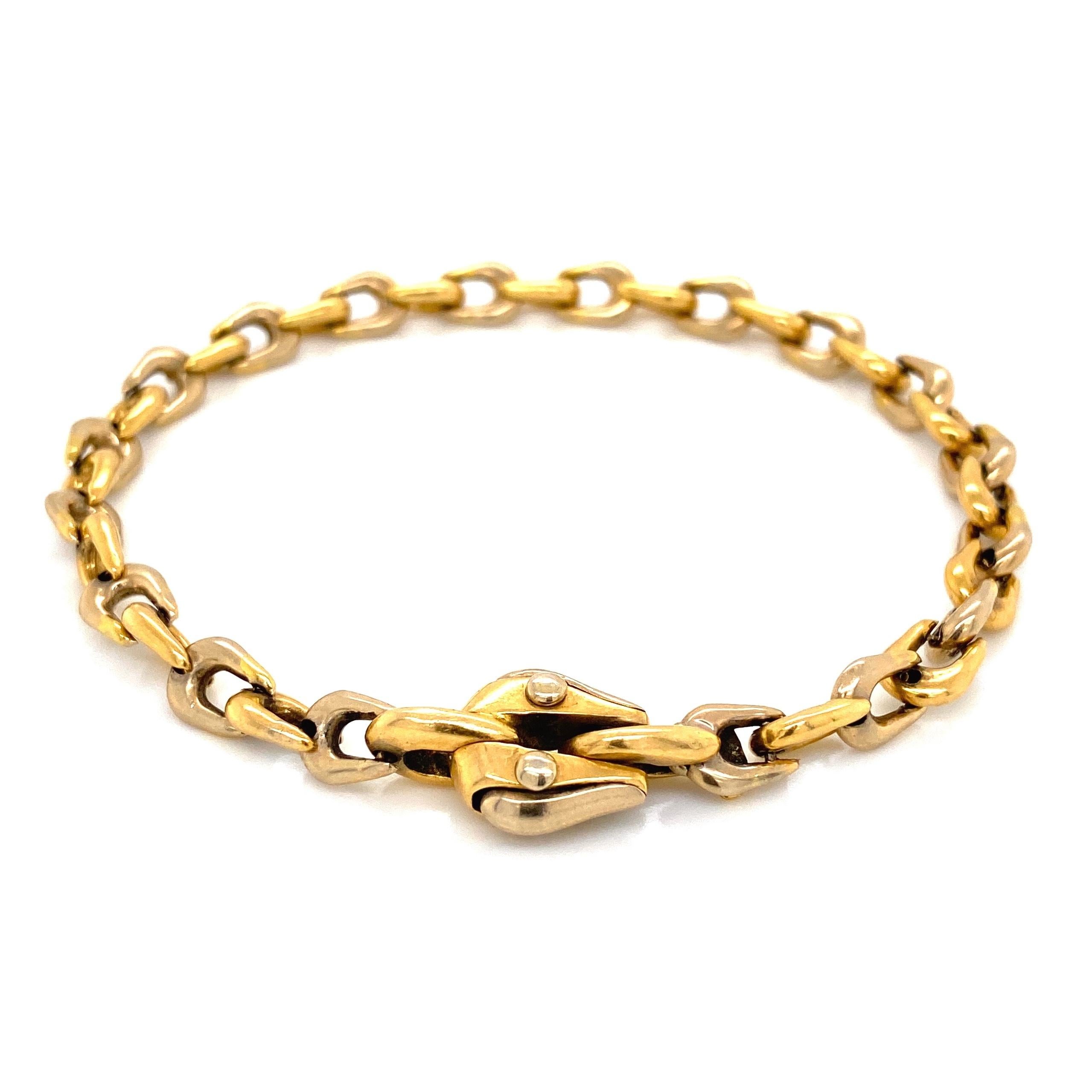 Deluxe Fancy Link Gold Bracelet with Push Button Clasp. Approx. 8
