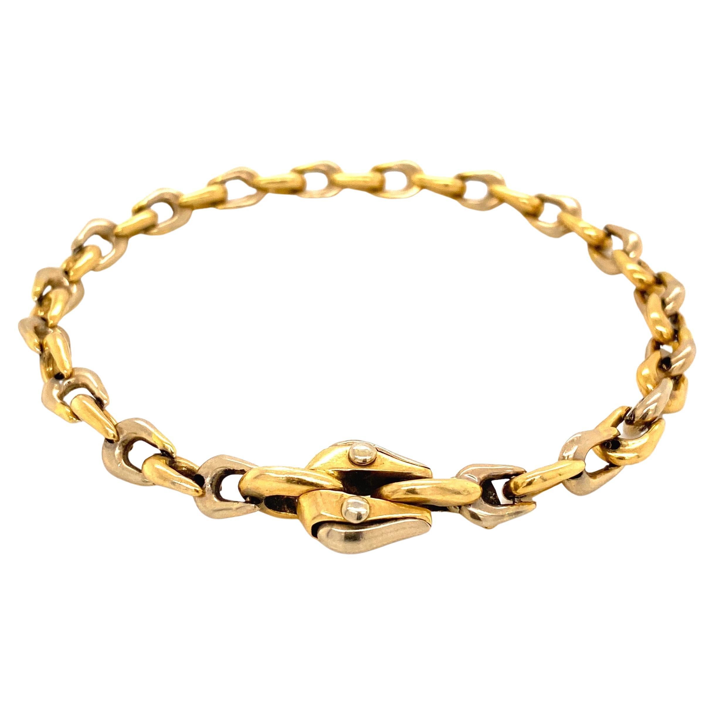 Vintage Fancy Link 2-Tone Gold Link Bracelet Estate Fine Jewelry For Sale