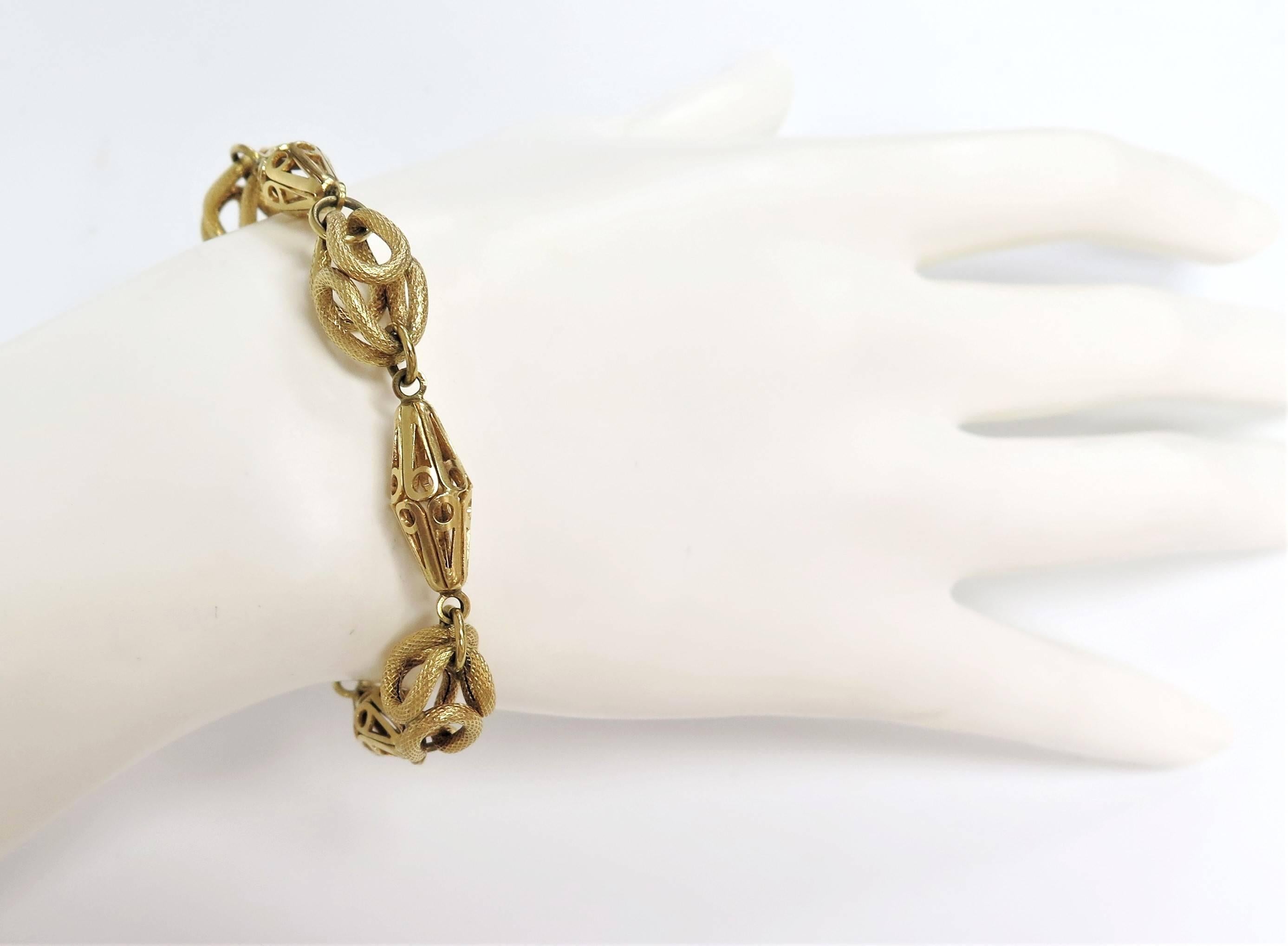 Artisan Vintage Fancy Link Bracelet / 18 Karat Yellow Gold