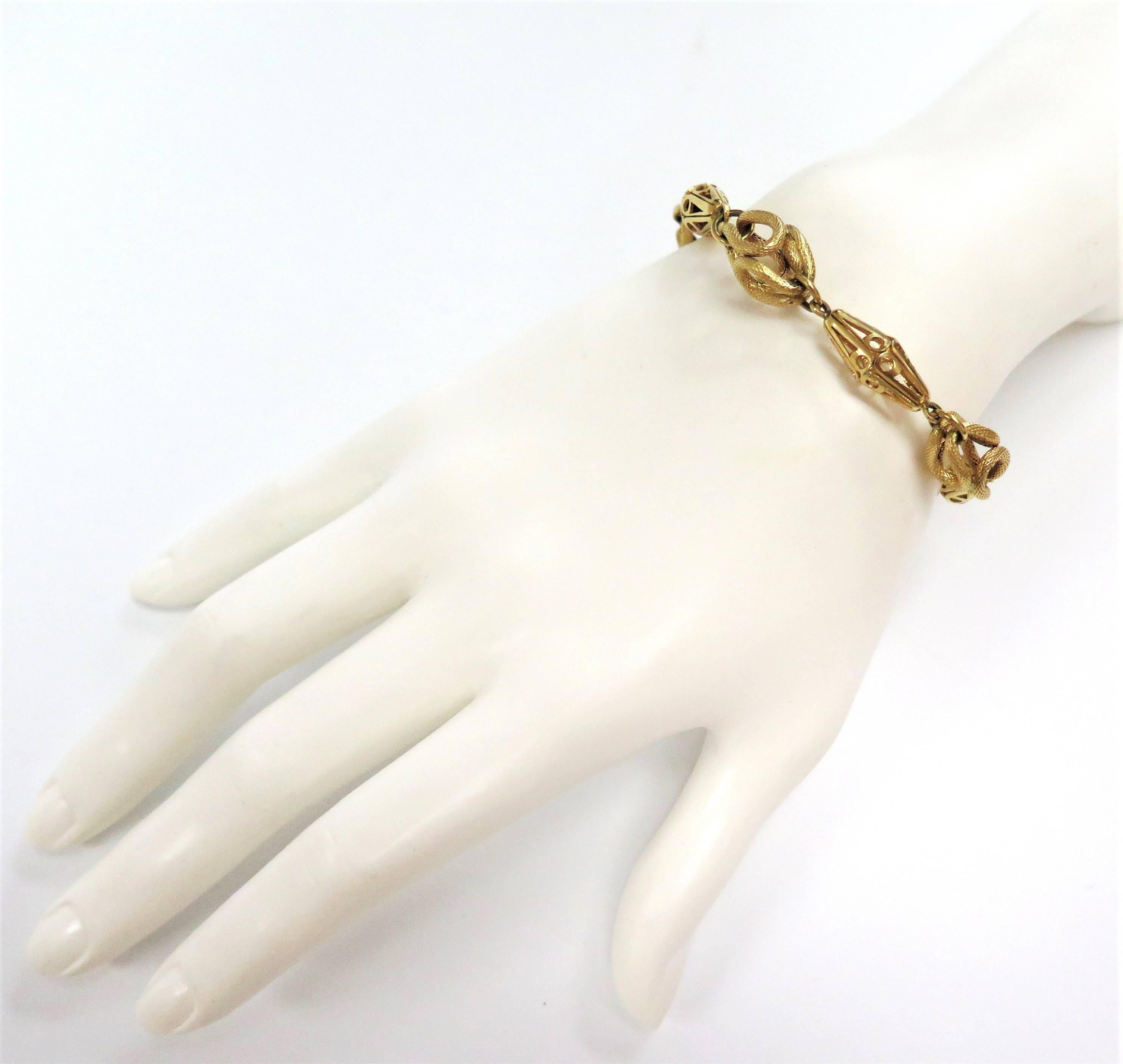 Women's or Men's Vintage Fancy Link Bracelet / 18 Karat Yellow Gold