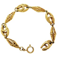 Vintage Fancy Link Bracelet / 18 Karat Yellow Gold