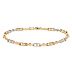Vintage-Armband mit ausgefallenen Gliedern aus Gelb- und Weißgold