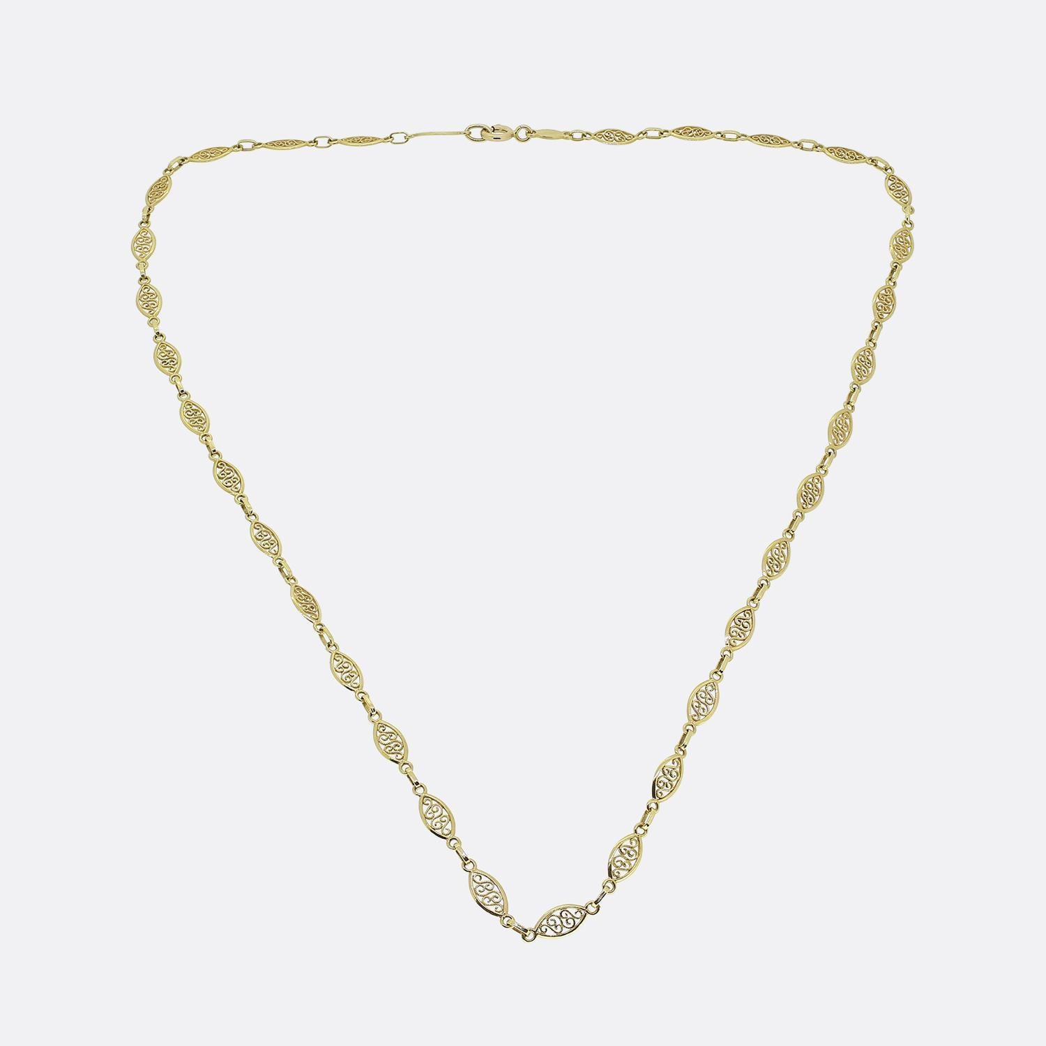 Vintage Fancy Oval Link Chain (Chaîne à maillons ovales) Pour femmes en vente