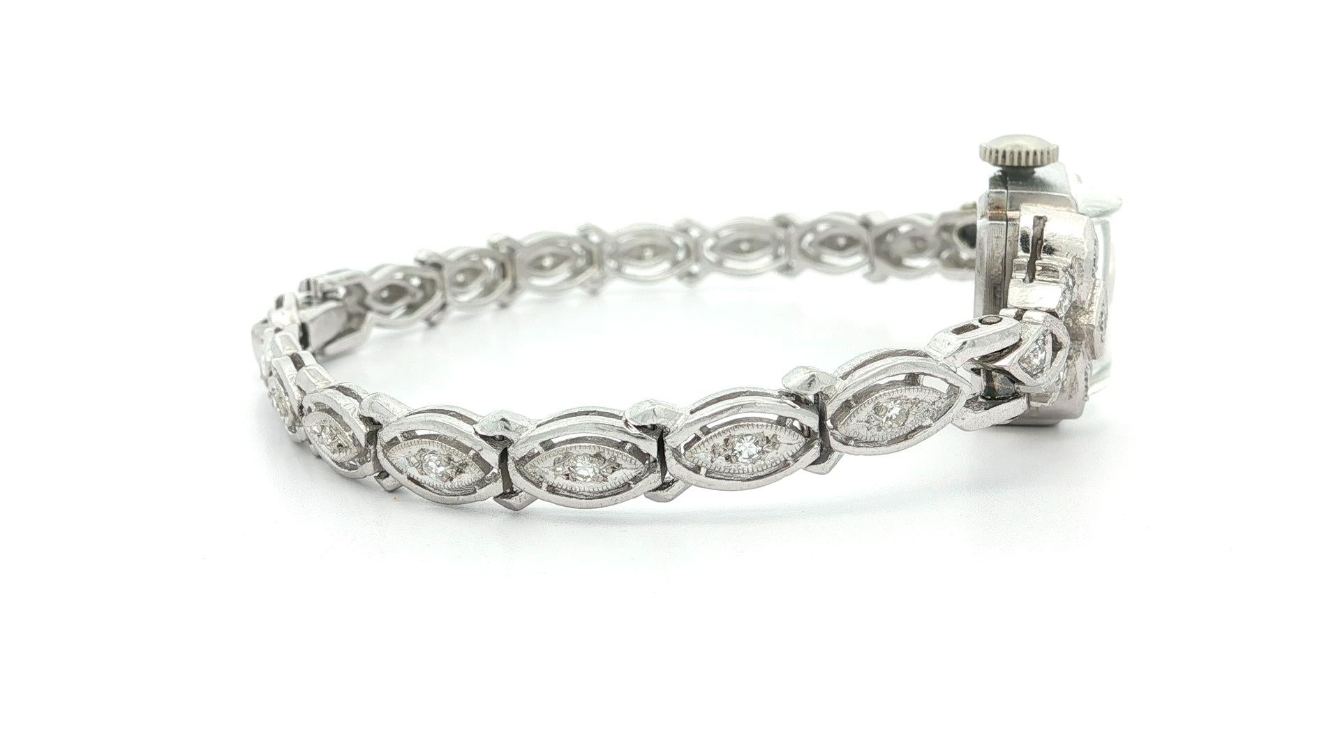 Vintage Fancy Platin Hamilton & 14k Weißgold 0,45ctw Diamond Link Armband im Angebot 6