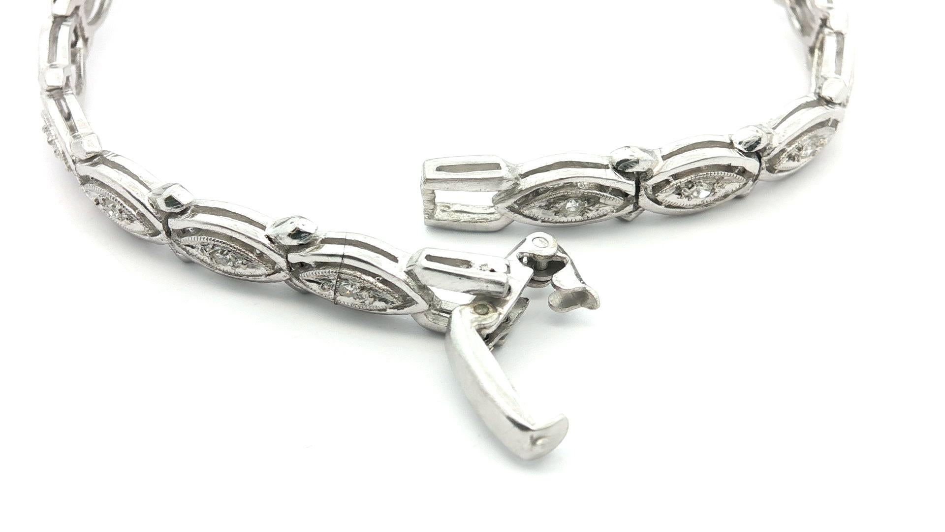 Vintage Fancy Platin Hamilton & 14k Weißgold 0,45ctw Diamond Link Armband im Angebot 9