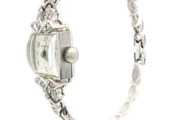 Vintage Fancy Platinum Hamilton & 14k White Gold 0.45ctw Diamond Link Bracelet