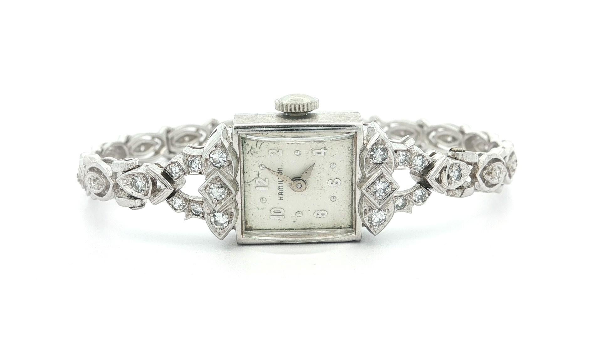 Vintage Fancy Platin Hamilton & 14k Weißgold 0,45ctw Diamond Link Armband im Angebot 1
