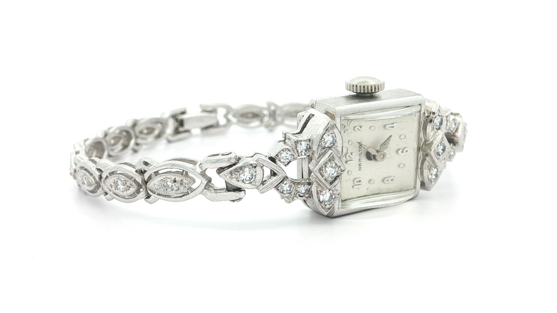 Vintage Fancy Platin Hamilton & 14k Weißgold 0,45ctw Diamond Link Armband im Angebot 2