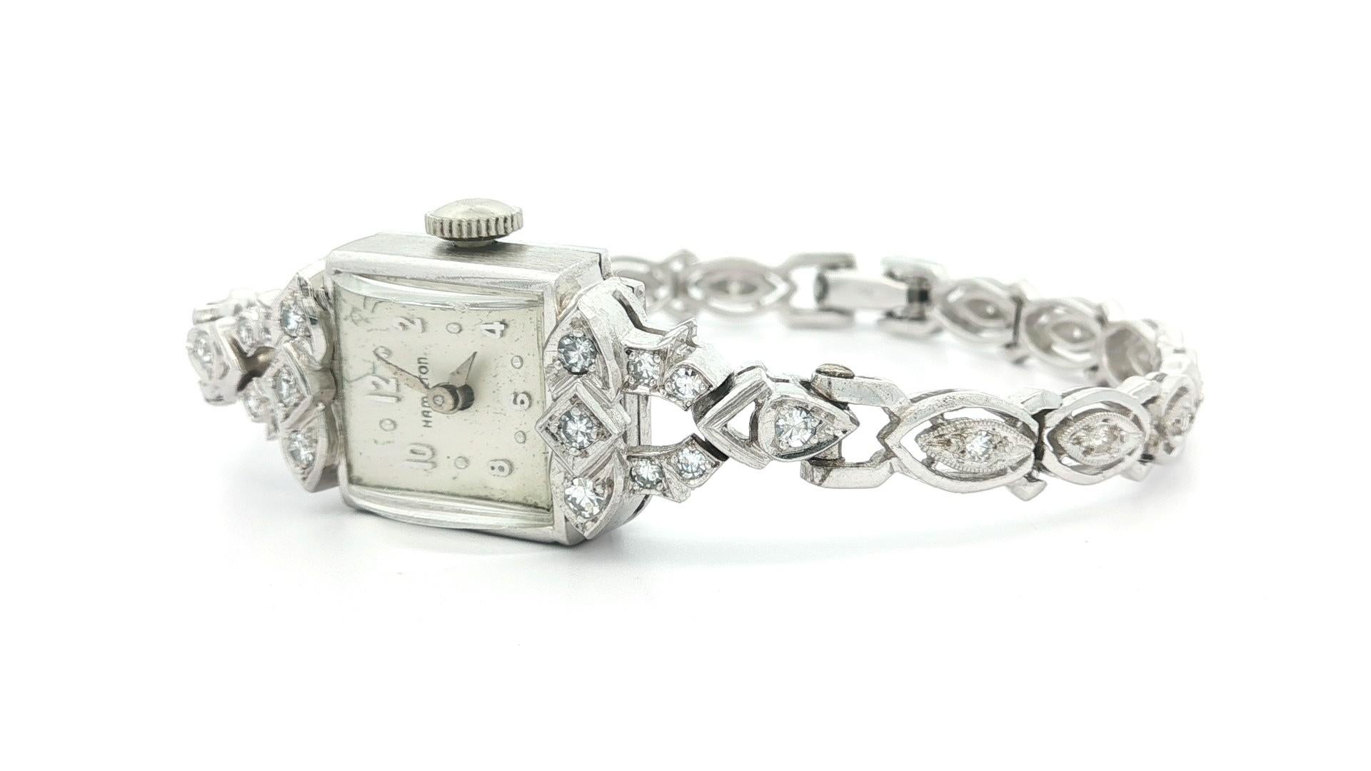 Vintage Fancy Platin Hamilton & 14k Weißgold 0,45ctw Diamond Link Armband im Angebot 3