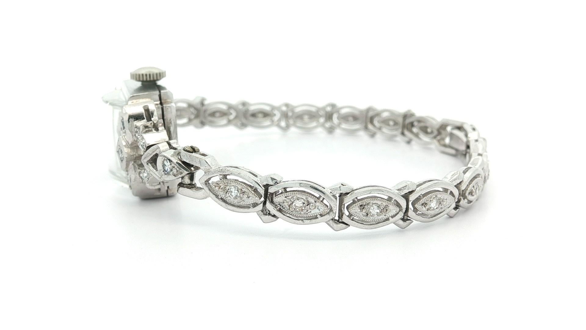 Vintage Fancy Platin Hamilton & 14k Weißgold 0,45ctw Diamond Link Armband im Angebot 4