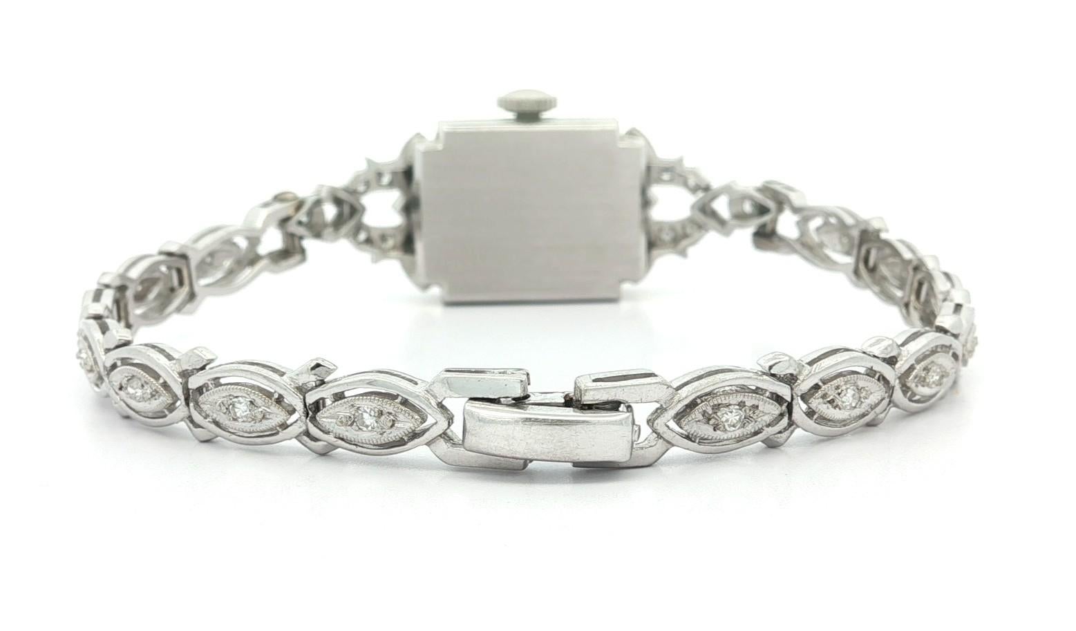 Vintage Fancy Platin Hamilton & 14k Weißgold 0,45ctw Diamond Link Armband im Angebot 5