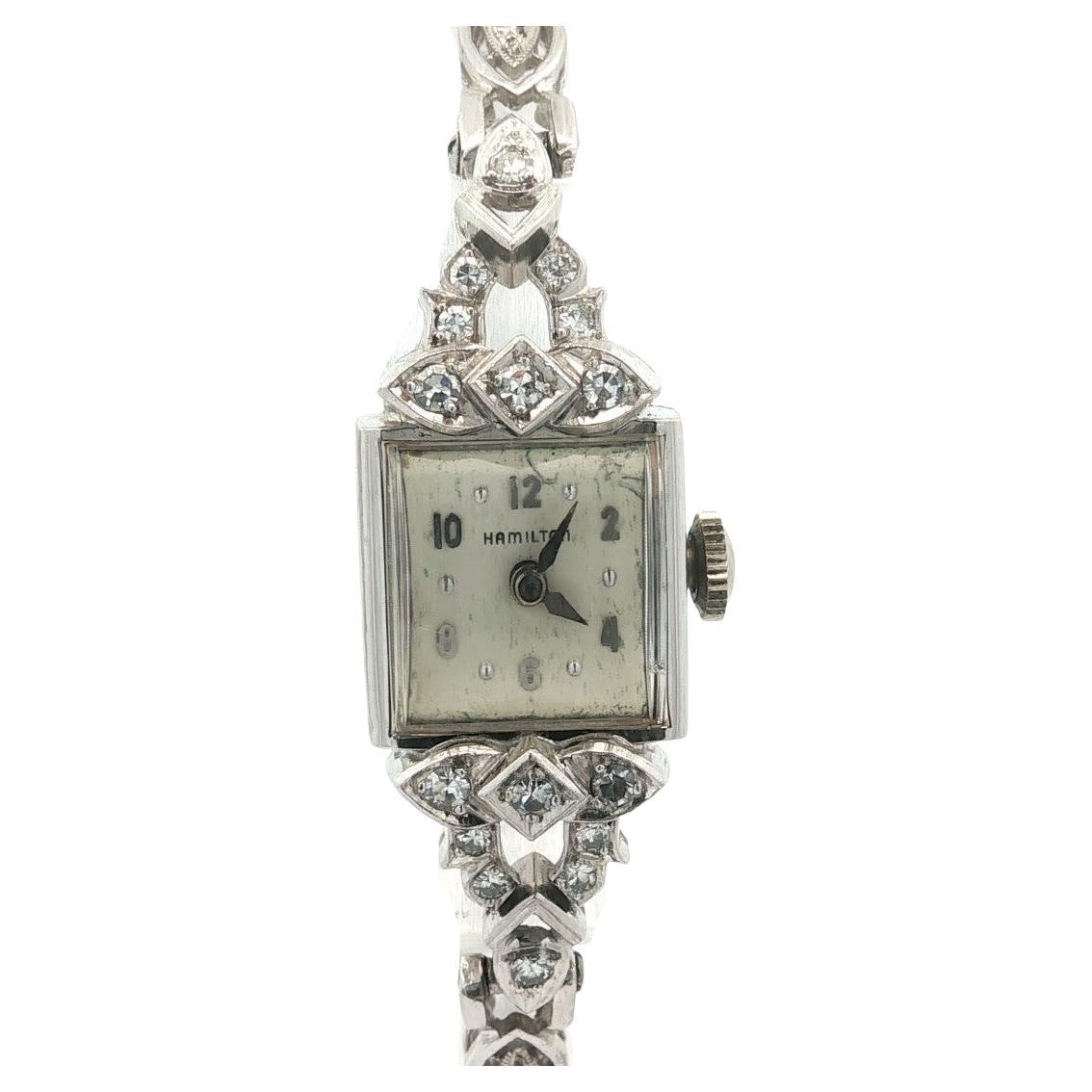 Vintage Fancy Platin Hamilton & 14k Weißgold 0,45ctw Diamond Link Armband im Angebot