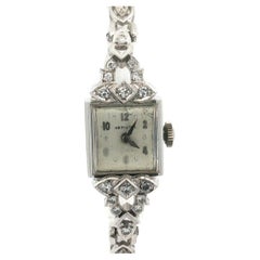Vintage Fancy Platinum Hamilton & 14k White Gold 0.45ctw Diamond Link Bracelet