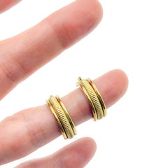 Vintage Gold Plated Ribbed Hoop Earrings, 1960s, Women's Jewelry