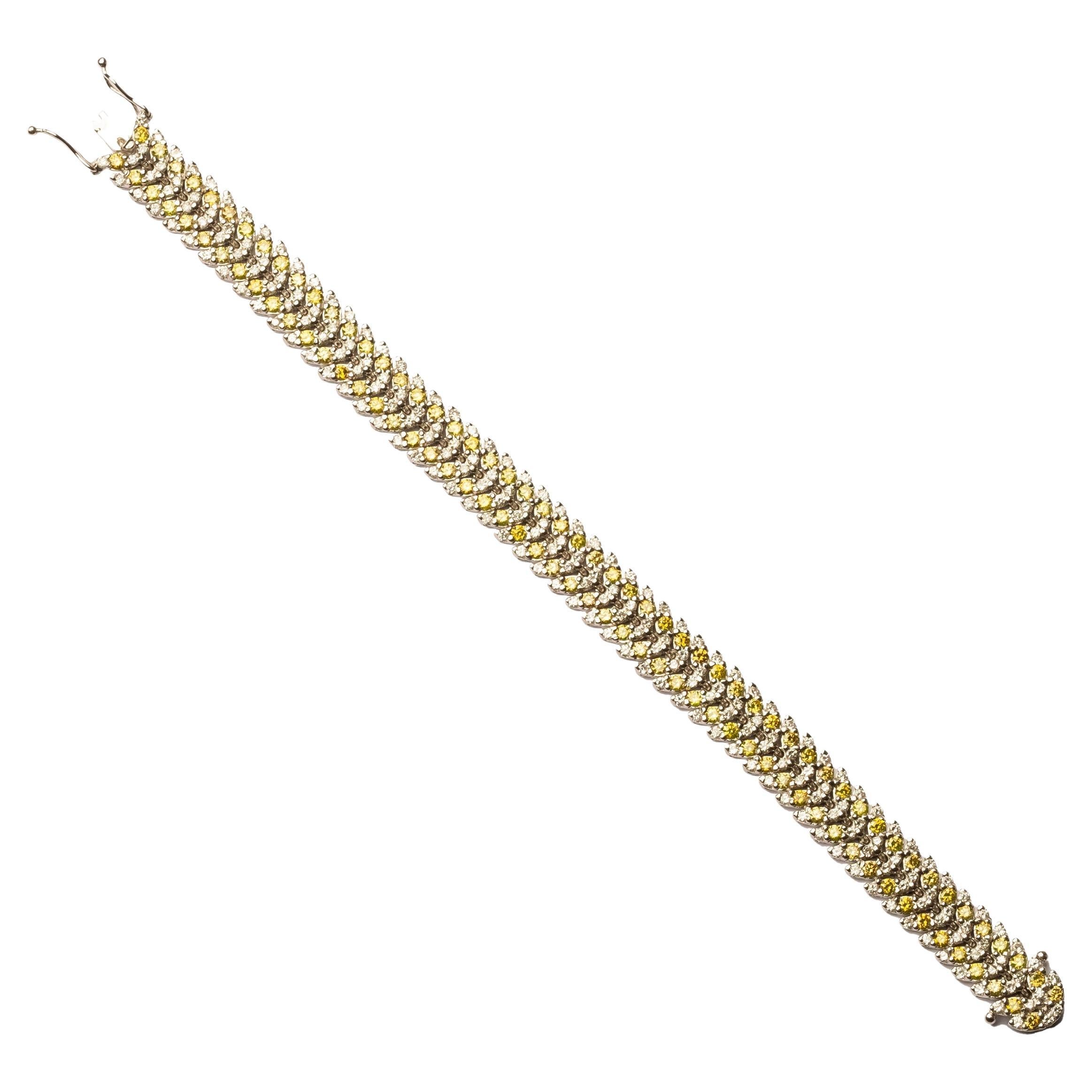 Vintage-Armband aus 18 Karat Weißgold mit gelben Fancy-Diamanten