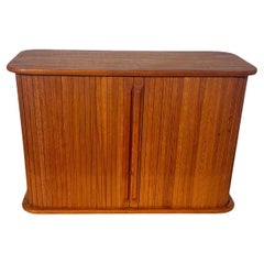 Retro Fantastic Teak Tambour Wall Unit With Shelf