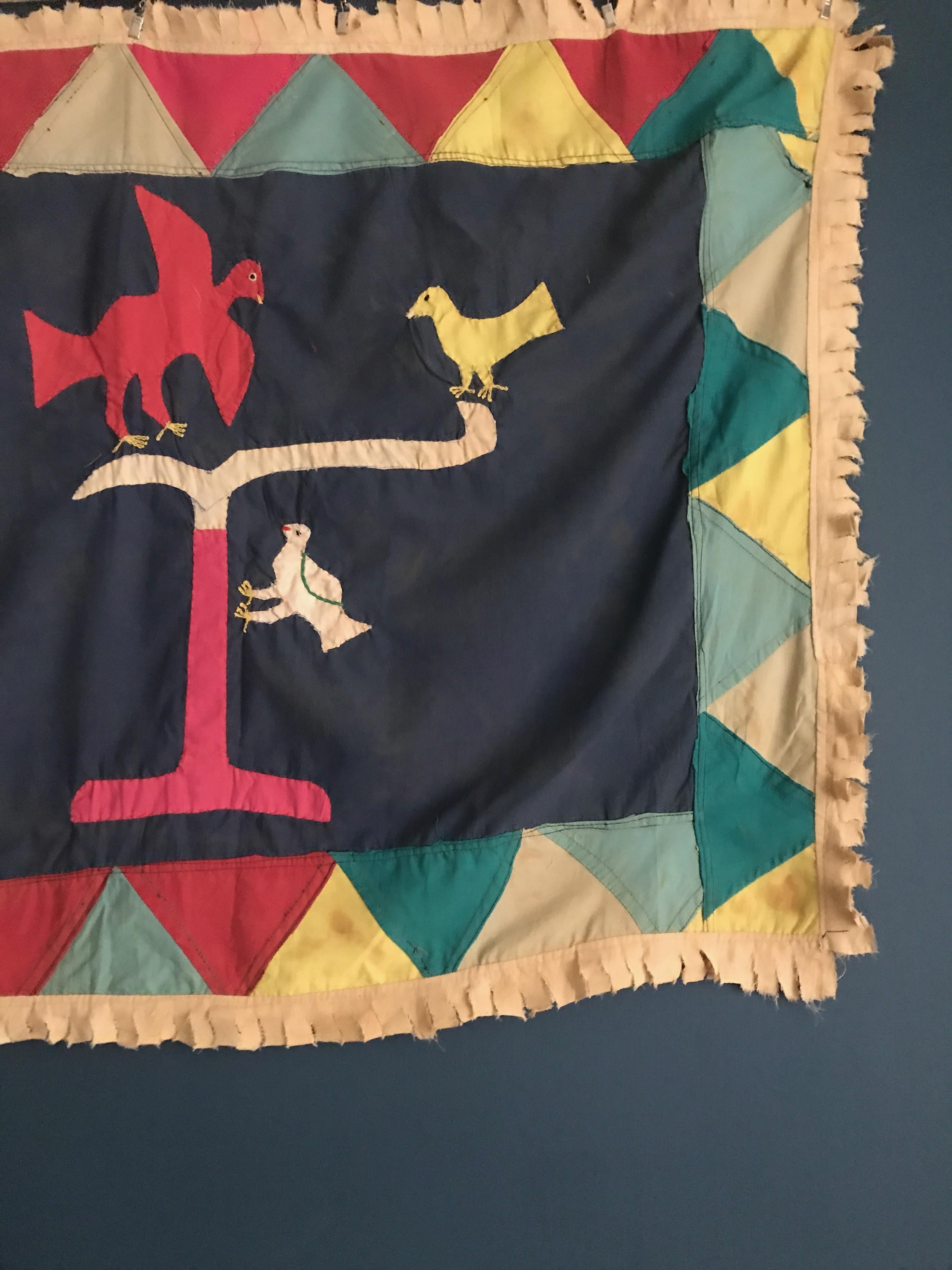 Vintage Fante Asafo Flag in Cotton Applique Patterns, Ghana, 1940s In Good Condition In Copenhagen K, DK
