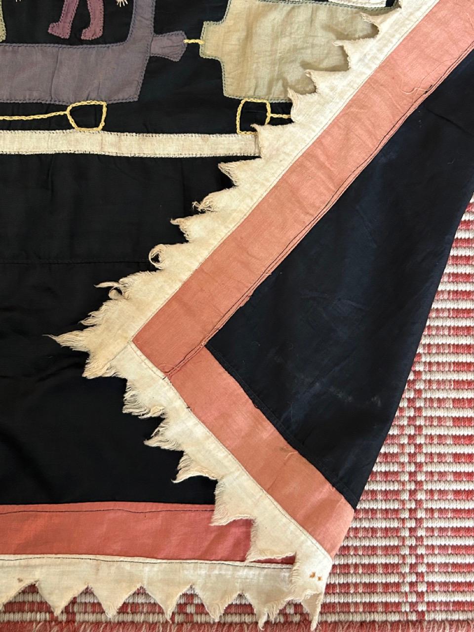 20th Century Vintage Fante People Asafo Flag in Cotton Applique Patterns, Ghana, 1930-1950s For Sale
