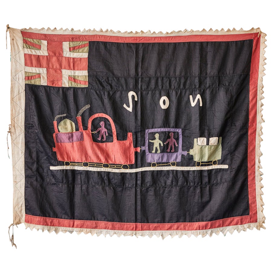 Vintage Fante People Asafo Flag in Cotton Applique Patterns, Ghana, 1930-1950s For Sale