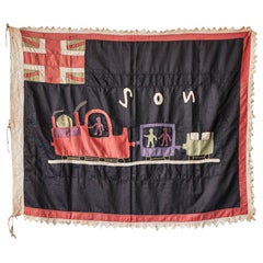 Vintage Fante People Asafo Flag in Cotton Applique Patterns, Ghana, 1930-1950s