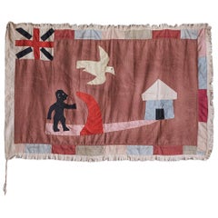 Vintage Fante People Asafo Flag in Cotton Appliqué Patterns, Ghana 20th-Century