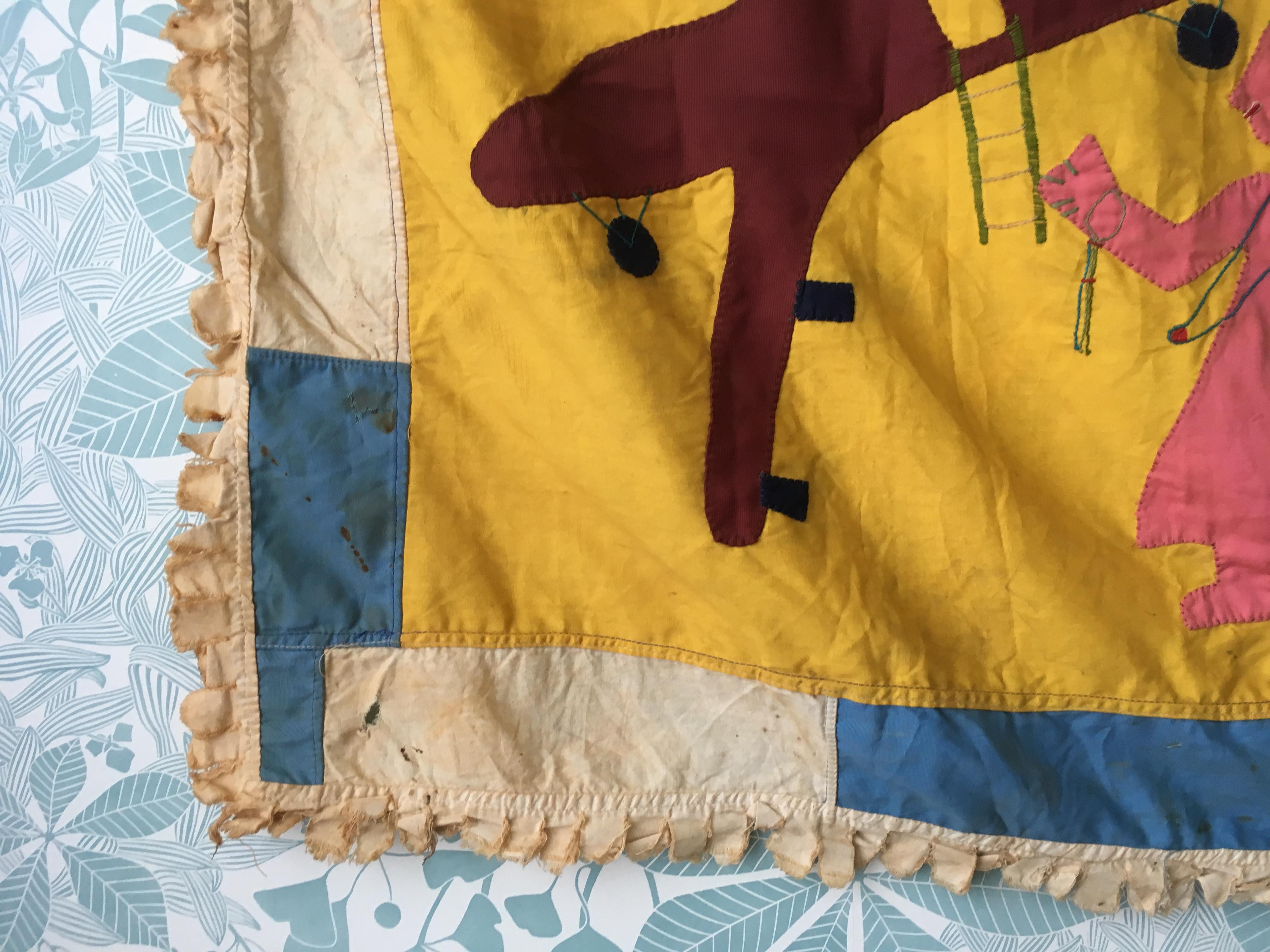 Vintage Fante People Asafo Flagge aus gelber Baumwolle mit applizierten Mustern, Ghana, 1980er im Zustand „Gut“ im Angebot in Copenhagen K, DK