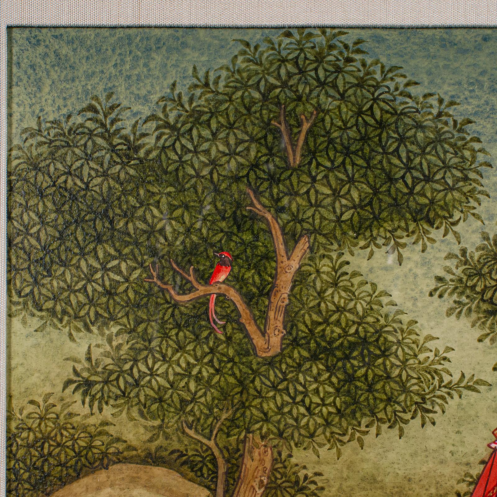Tessile Quadro d'epoca dell'Estremo Oriente, Thai, Gouache incorniciato, Arte popolare, Figure femminili in vendita