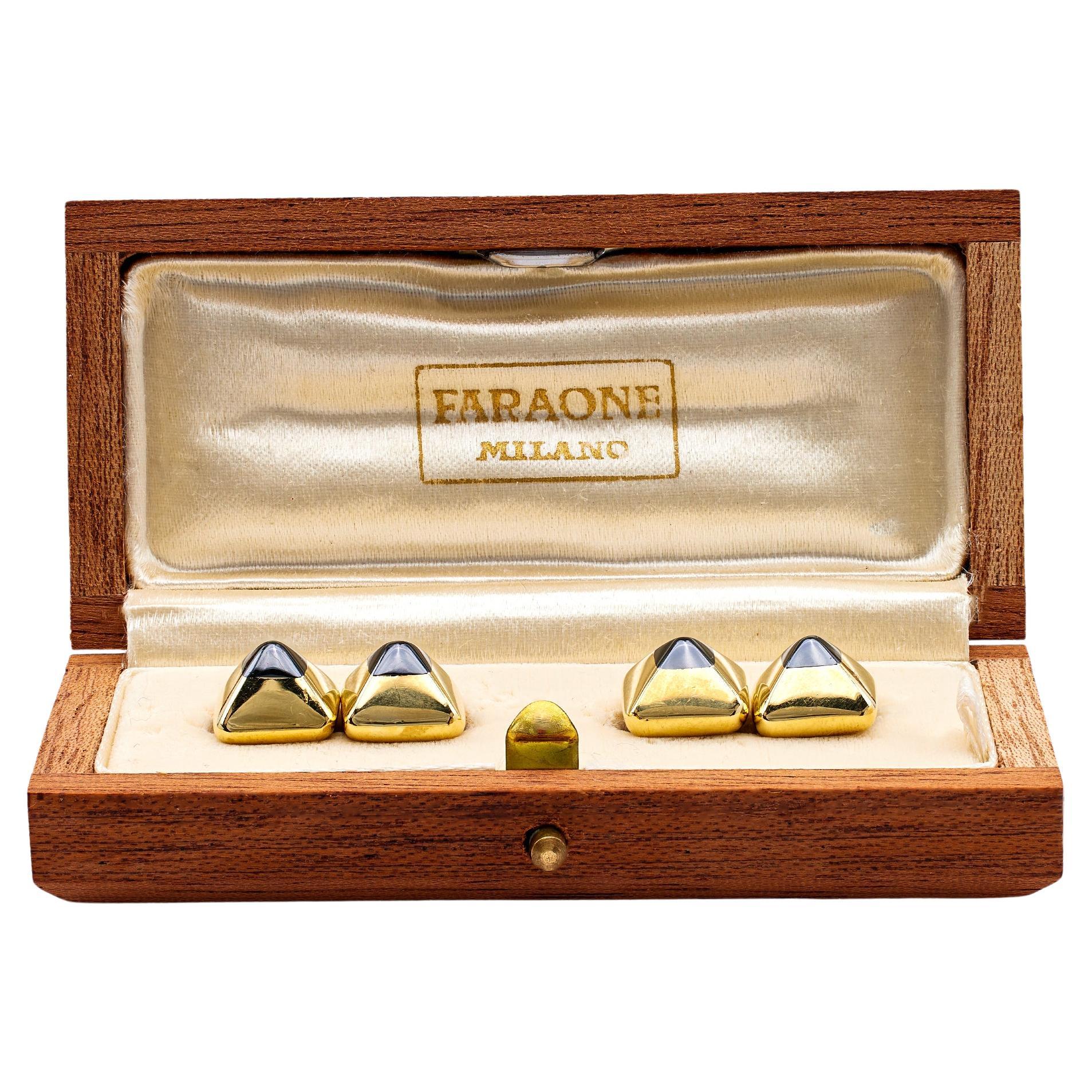Vintage Faraone Milano 18k Yellow Gold Cufflinks