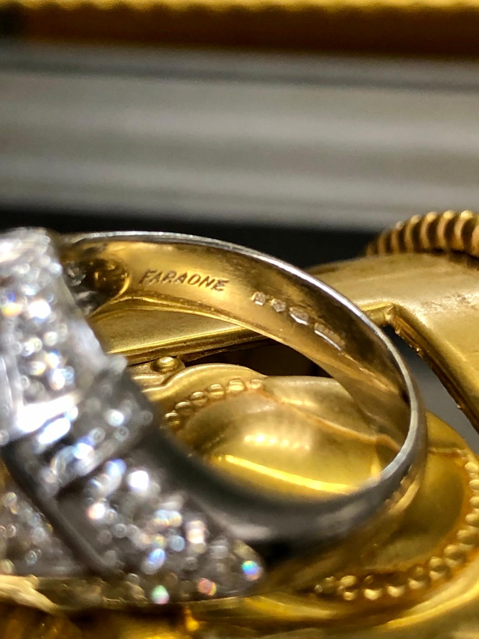 FARAONE Platin Südseeperlen Trillion Quadratischer Diamant-Ring Größe 6 2