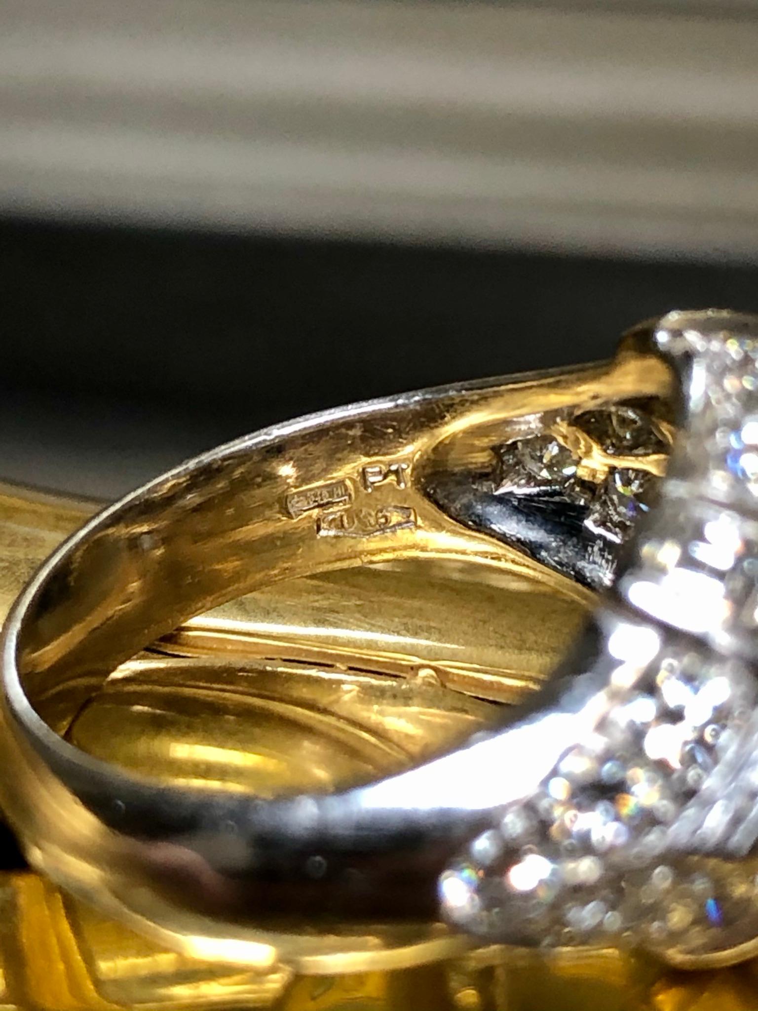 FARAONE Platin Südseeperlen Trillion Quadratischer Diamant-Ring Größe 6 3