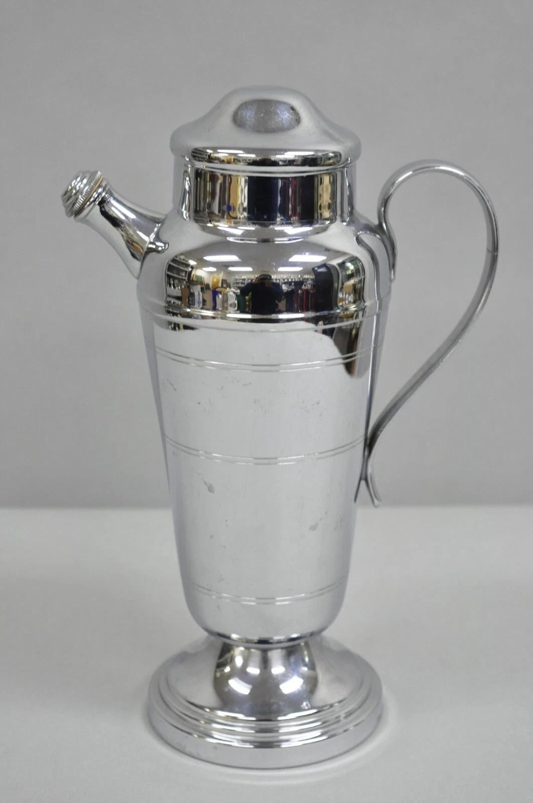 Vintage Farberware NY Art Deco Silver Plated Martini Cocktail Shaker Pitcher For Sale 5