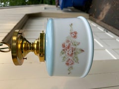 Vintage Farm House Globe with Brass Flushmount Fixture