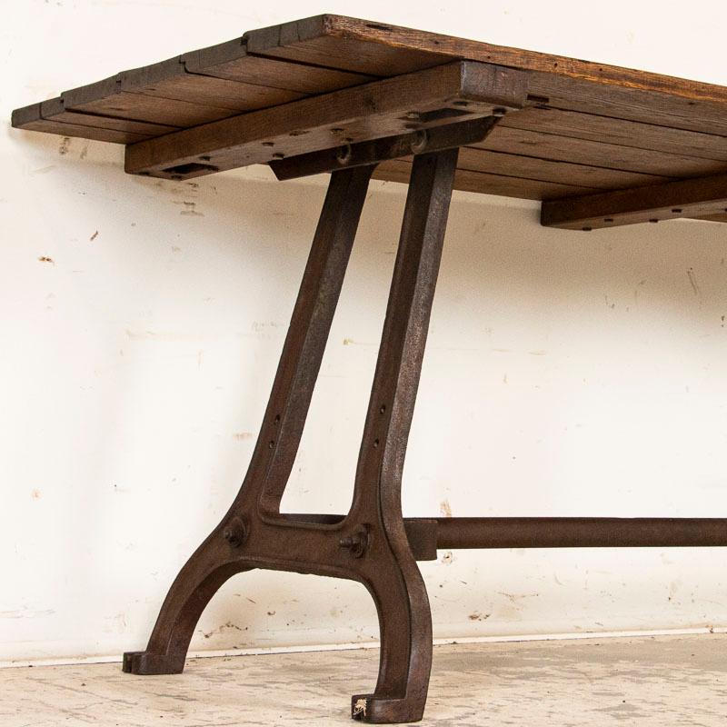 Vintage Farm Table Dining Table with Industrial Iron Legs and Stained Wood Top 1