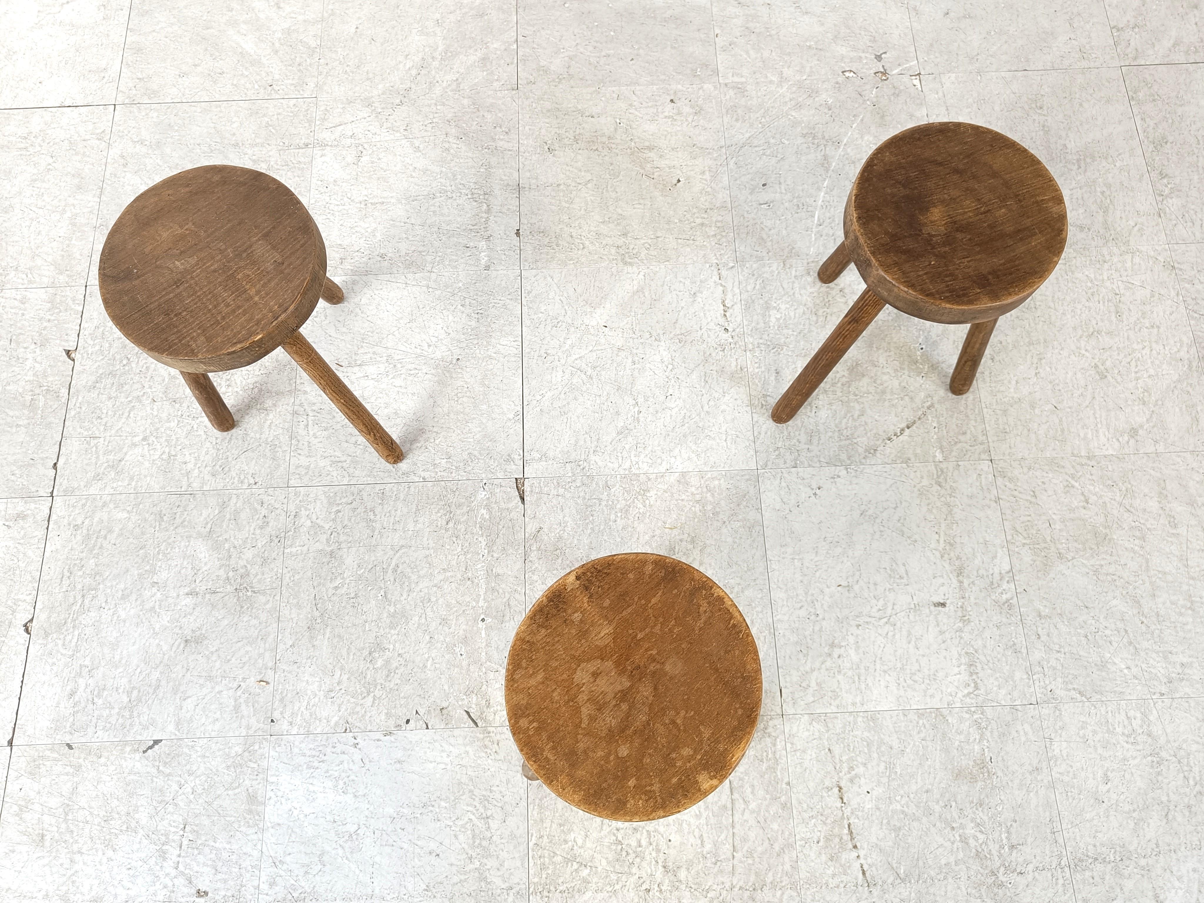 Vintage farmer stools, set of 3 10